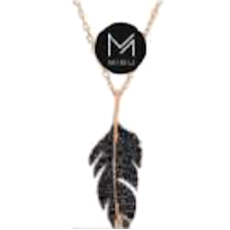 Misu 925 Sterling Silver Black Feather Necklace